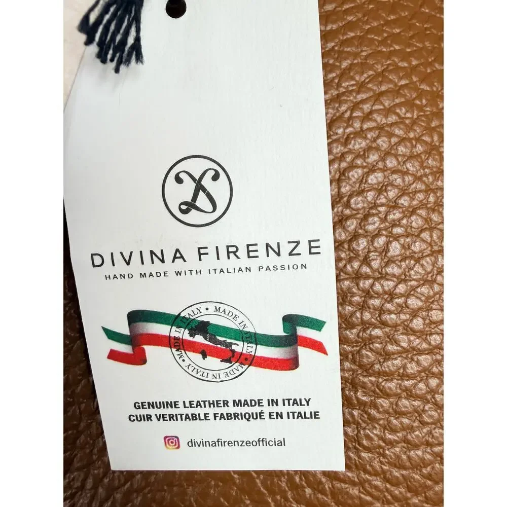 NWT Divina Firenze Made in Italy Cognac Leather Satchel Tote Bag in Cuoio